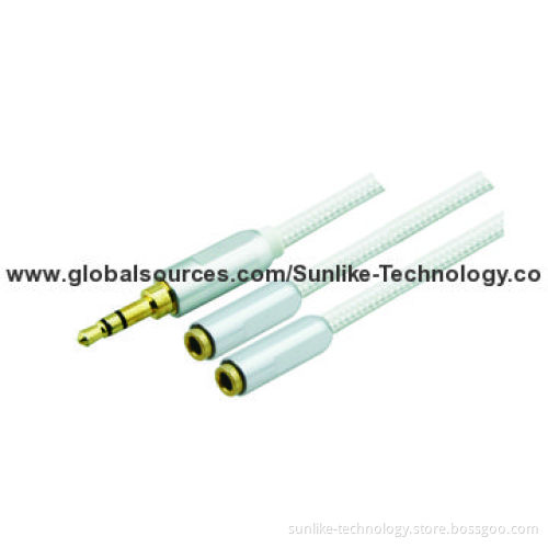 Aux Stereo Cables with High-end Metal Shell, Nylon Braiding, 3.5 SP Male - Female